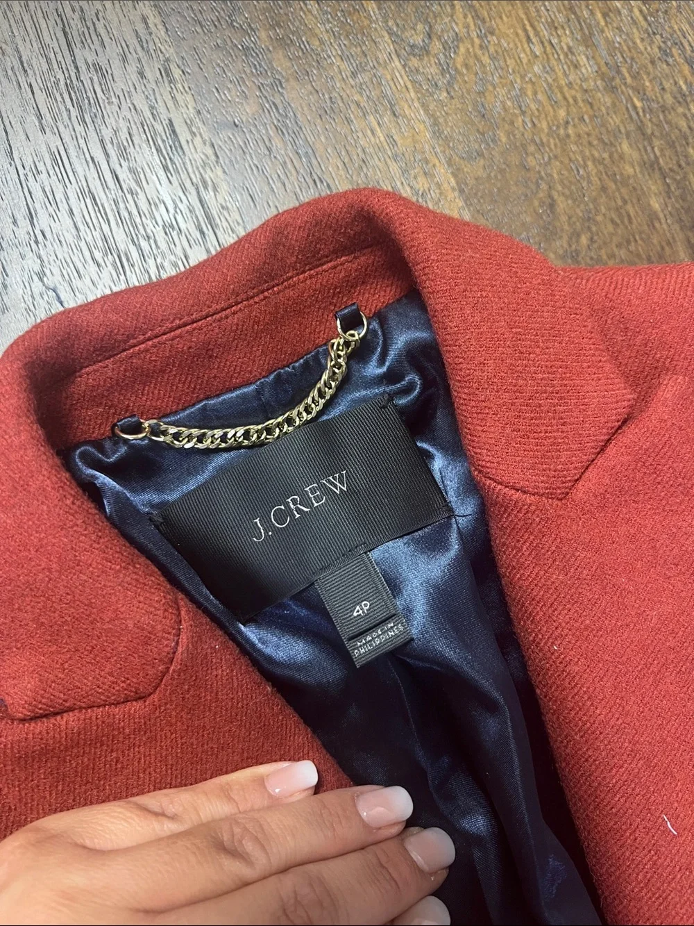 J. Crew Red Wool Pea Coat with Notch Lapel